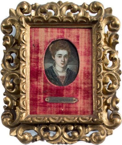 École ÉTRANGÈRE du XIXe siècle La reine Marie Stuart
Portrait miniature de forme...