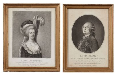 * ÉCOLE FRANÇAISE du XVIIIe siècle Paire de portraits du roi Louis XVI et de la reine...