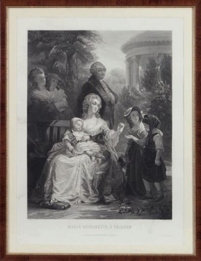 * ÉCOLE FRANÇAISE du XIXe siècle Portrait de la reine Marie-Antoinette à Trianon...