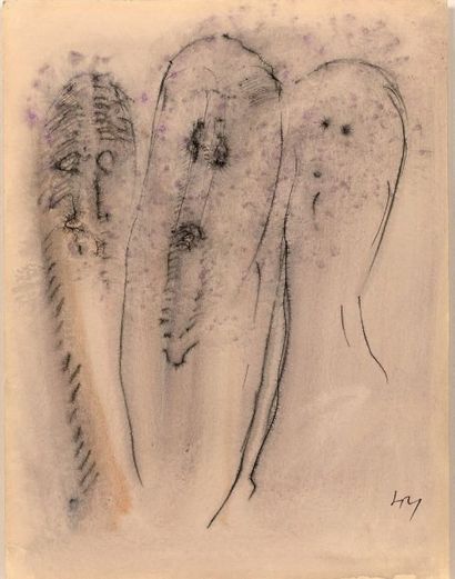 Henri Michaux (1899-1984) 
Composition aux trois têtes, 1948-1949
Aquarelle et encre...