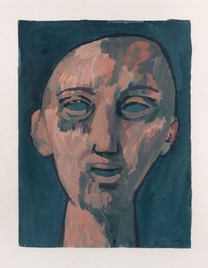 Antoine MAYO (1905-1990) 
Portrait d'homme
Gouache sur papier, signée en bas à droite.
Haut....