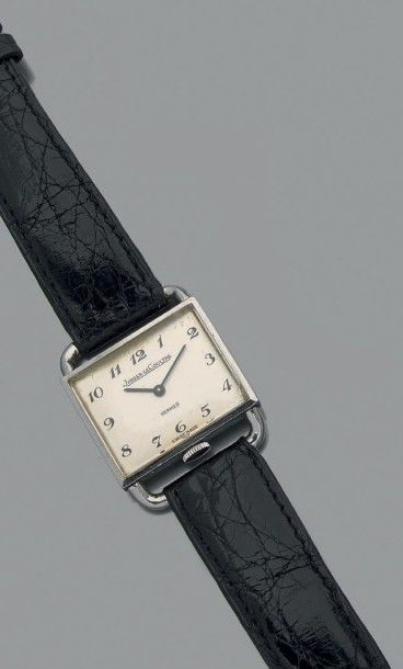 HERMES Montre bracelet d'homme mécanique en acier à boitier rectangulaire avec anses...