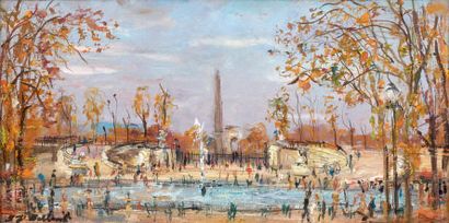 Serge BELLONI (1925-2005) Vue des Tuileries
Huile sur carton, signée en bas à gauche.
Haut....