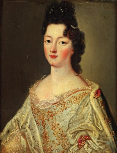 École française vers 1700, entourage de Pierre GOBERT Portrait de femme Toile. Haut....