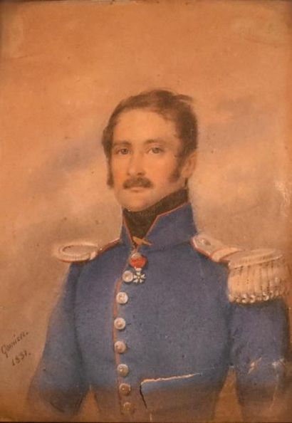 null Paul GOMIEN (1799-1846) : Portrait d'un officier à la Légion d’Honneur. Miniature...
