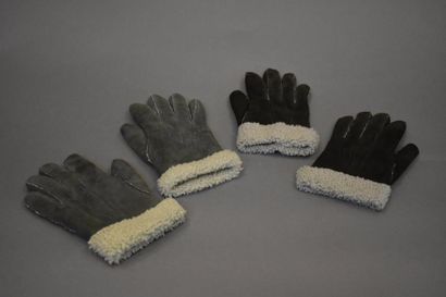 null HERMES : Deux paires de gants. Taille 7,5 (état d'usage).