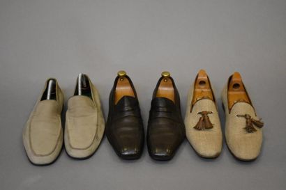 null Quatre paires de souliers dont Fratelli Rossetti et Prada. Taille 6 1/2 (état...