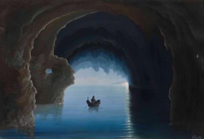 null Augusto CORELLI (1853-1918) : La Grotte Bleue à Capri et L’Eruption du Vésuve....