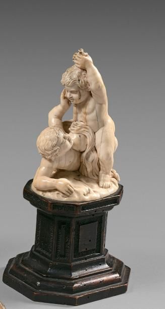 null Ecole française du XVIIIe siècle

Paire de groupes en ivoire sculpté, figurant...