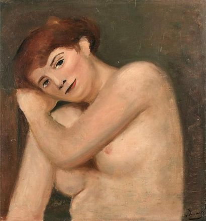 null André DERAIN (1880-1954)

Buste de femme aux seins nus, circa 1927-28

Huile...