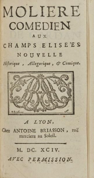  BORDELON (Abbé). Molière comédien aux Champs Elisées, Nouvelle historique, allégorique...