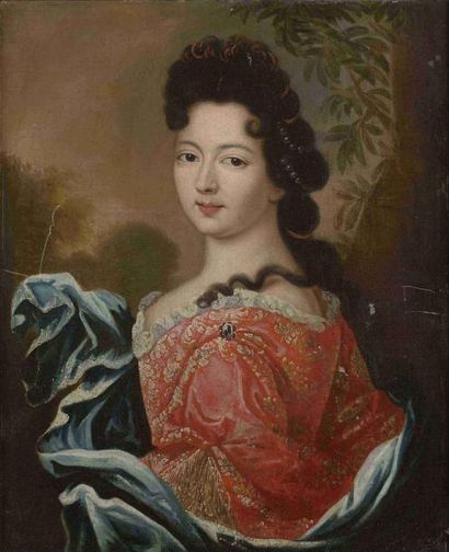  École française vers 1700, suiveur d'Henri GASCAR 
Portrait de jeune femme en robe...