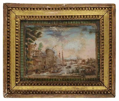  Thomas COMPIGNE (XVIIIe siècle) 
Environs de Twickenham : Paysage animé avec maisons...
