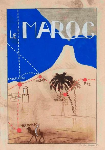 null Deux projets d'affiches pour le Maroc.

Crayon noir et gouache sur papiers signés...