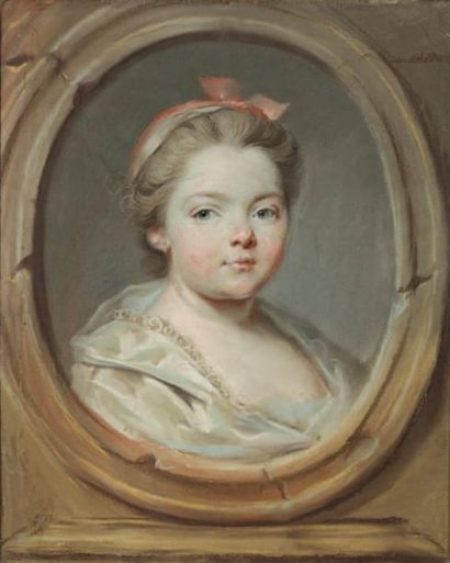 École française du XVIIIe siècle Portrait présumé de Marie Rosalie Marchèse en trompe...