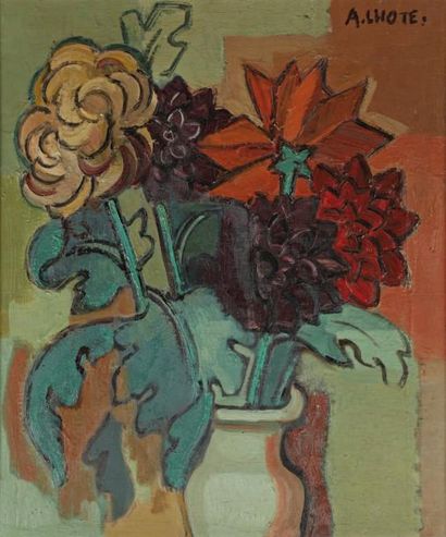André LHOTE (1885-1962) Bouquet de fleurs Huile sur toile, signée en haut à droite....
