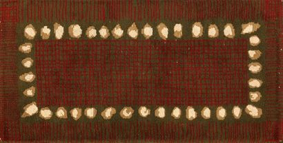 null Jules LELEU (1883-1961) : Tapis rectangulaire en laine de couleurs à décor de...