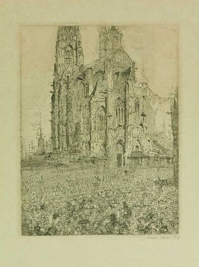 null James ENSOR (1860-1949) : La Cathédrale, Ière pl., 1886. Eau-forte originale....