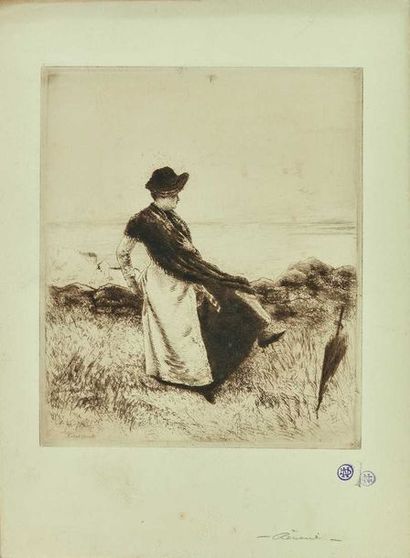 null Norbert GOENEUTTE (1854-1894) : Jeune femme vue de trois-quarts, 1888. Pointe-sèche...