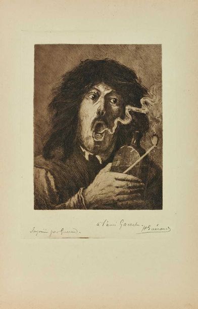 null Henri GUÉRARD (1846-1897) : Le Fumeur, «d’après le tableau de Brouwer de la...