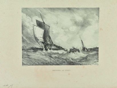 null Eugène ISABEY (1803-1886) : Retour au port, 1833. Lithographie. Très belle épreuve...