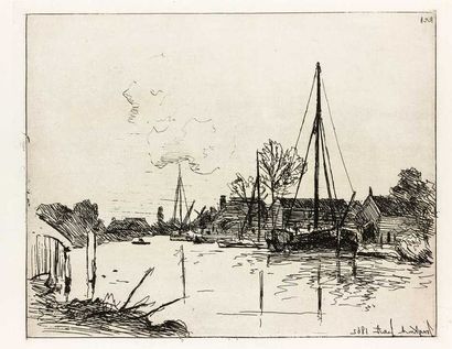 null Joan-Barthold JONGKIND (1819-1891) : Cahier de six eaux-fortes (vues de Hollande),...