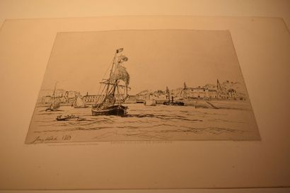 null Joan-Barthold JONGKIND (1819-1891) : Entrée du port de Honfleur, 1863. Eau-forte...