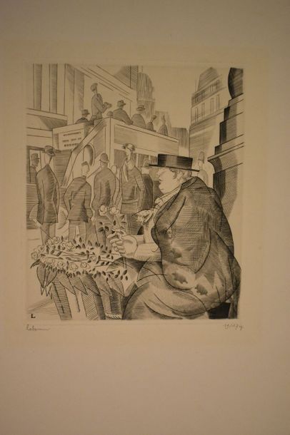 null Jean-Émile LABOUREUR (1877-1943) : Marchande de fleurs de Piccadilly, 1929....