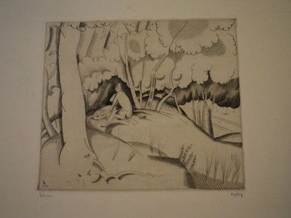 null Jean-Émile LABOUREUR (1877-1943) : L’Amour au bois (Noirmoutier), 1922. Burin....