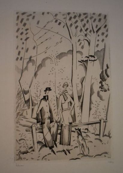 null Jean-Émile LABOUREUR (1877-1943) : En forêt, 1922. Burin. Belle épreuve sur...