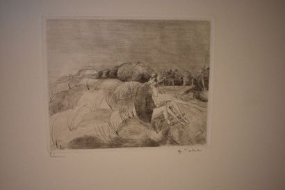 null Jean-Émile LABOUREUR (1877-1943) : Dans les dunes, 1927. Eau-forte et aquatinte....