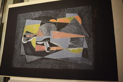 null André LHOTE (1885-1962) : Composition cubiste. Pochoir. Impression en couleurs...