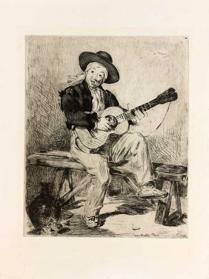 null Édouard MANET (1832-1883) : Le Chanteur espagnol ou Le «Guitarrero», 1861. Eau-forte...