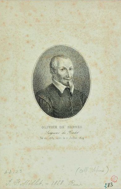 null Jean-François MILLET (1814 -1875) : Portrait d’Olivier de Serres, 1858. Lithographie...