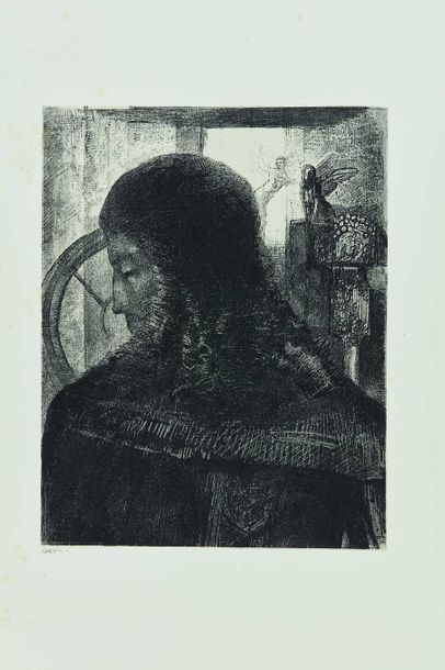 null Odilon REDON (1840-1916) : Vieux chevalier, 1896. Lithographie originale. Très...