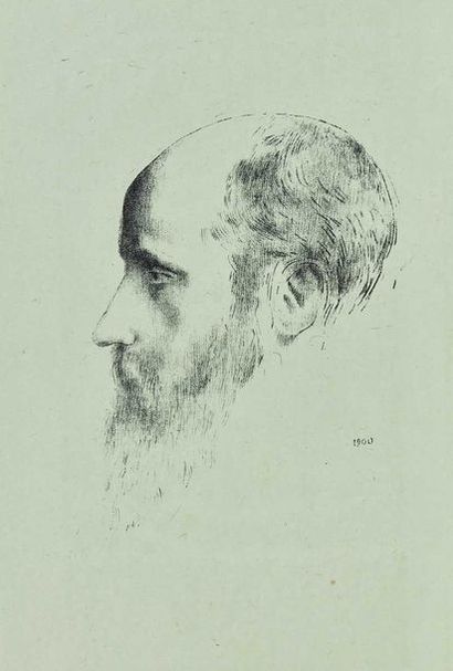 null Odilon REDON (1840-1916) : Portrait d’Édouard Vuillard, 1900. Lithographie....