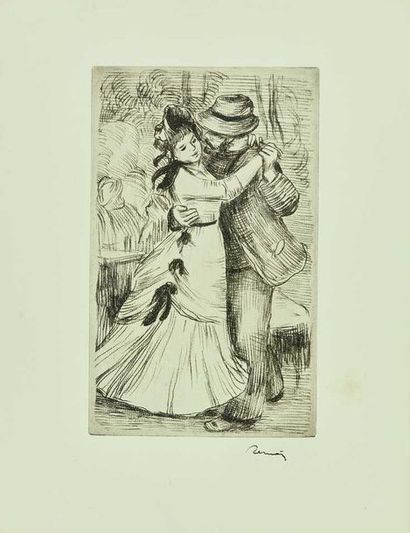 null Auguste RENOIR (1841-1919) : La Danse à la campagne (2e pl.) c. 1890. Vernis...
