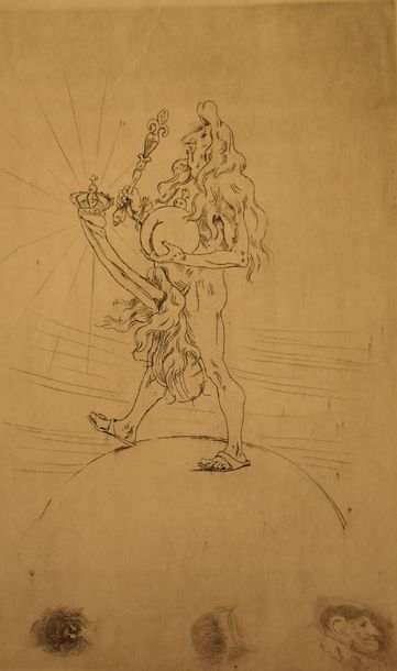 null Félicien ROPS (1833-1898) : Louis XIV « Tout est grand chez les roys ». Eau-forte...