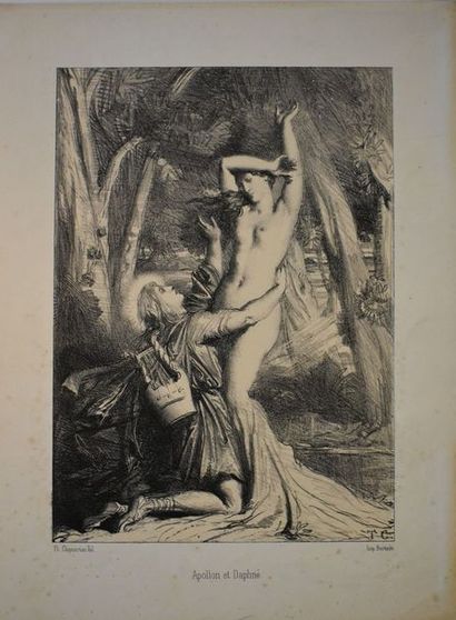 null Théodore CHASSERIAU (1819-1856) : Apollon et Daphnée. Lithographie originale....