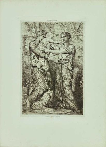 null Théodore CHASSÉRIAU (1819-1856) : La Mère et l’Enfant. Vernis mou et roulette....