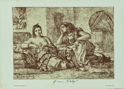 null Eugène DELACROIX (1798-1863) : Femmes d’Alger, 1833. Lithographie à la plume....
