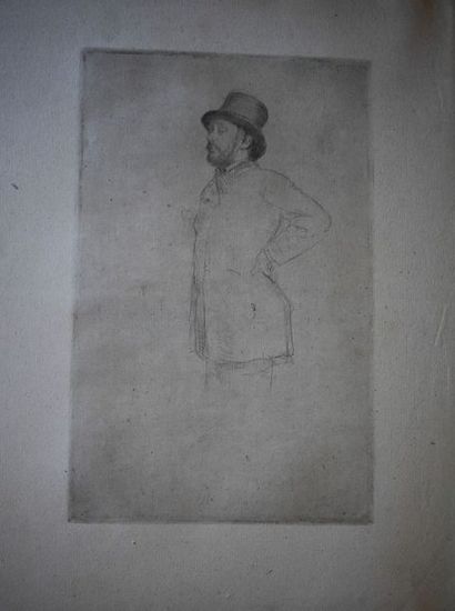 null Marcellin DESBOUTIN (1823-1902) : Degas au chapeau ou Degas en buste, 1876....