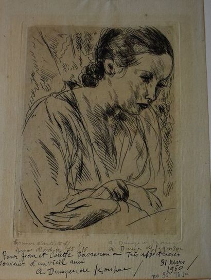 null André DUNOYER de SEGONZAC (1884-1974) : Portrait de femme, Fernande les mains...