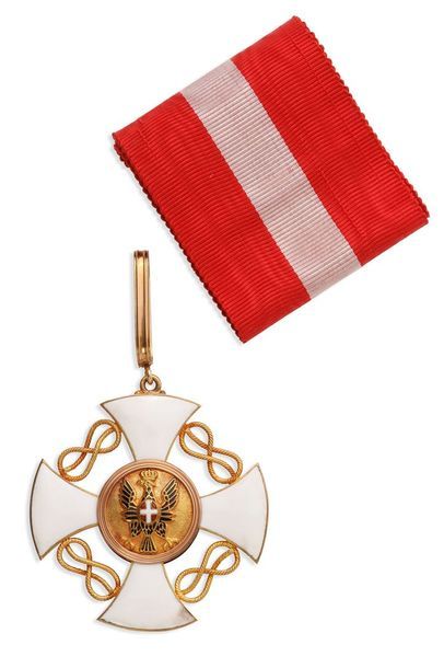 null Ensemble de commandeur de l'ordre de la Couronne d'Italie, croix en or, émaillée,...