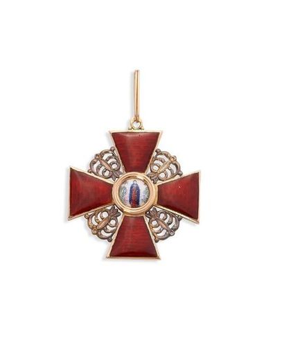null Croix de deuxième classe de l'ordre de Sainte-Anne en or, émaillée, poinçonnée...