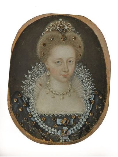 null Suiveur français de Nicholas HILLIARD (1547-1619) : Portrait d'une dame de la...