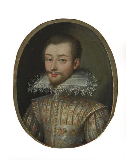 null Entourage de Daniel DUMONSTIER (1574-1646) : Portrait d'un homme de Cour. Huile...