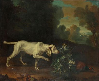 null Ecole française du XVIIIe siècle, suiveur de Jean Baptiste OUDRY : Epagneul...