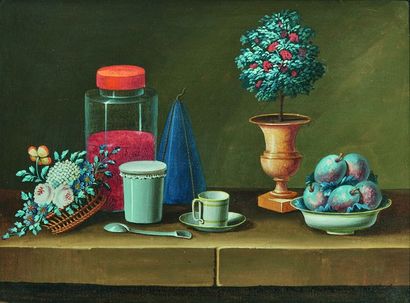 null Johann Rudolf FEYERABEND dit LELONG (1779-1814) : Nature morte au vase de fleurs...