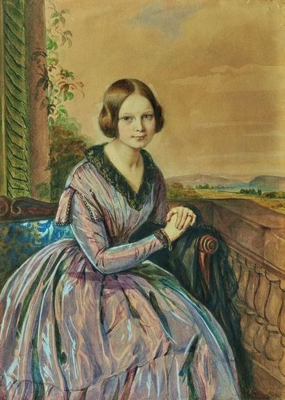 null Ecole romantique vers 1845 : Portrait présumé de Juliette de Krüdener (1825-1915)....